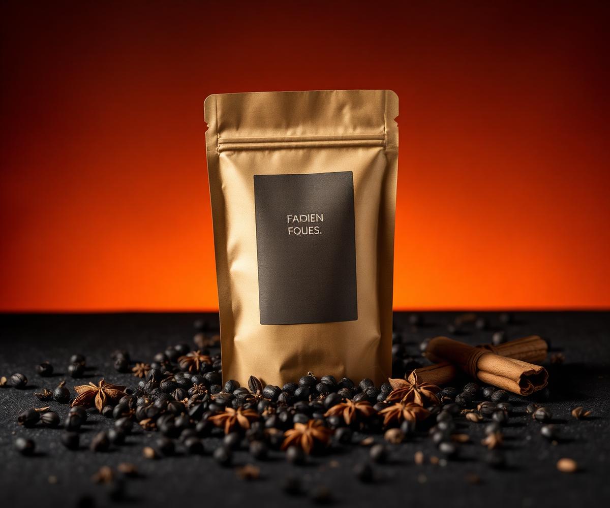 Garam Masala pack surrounded by whole spices